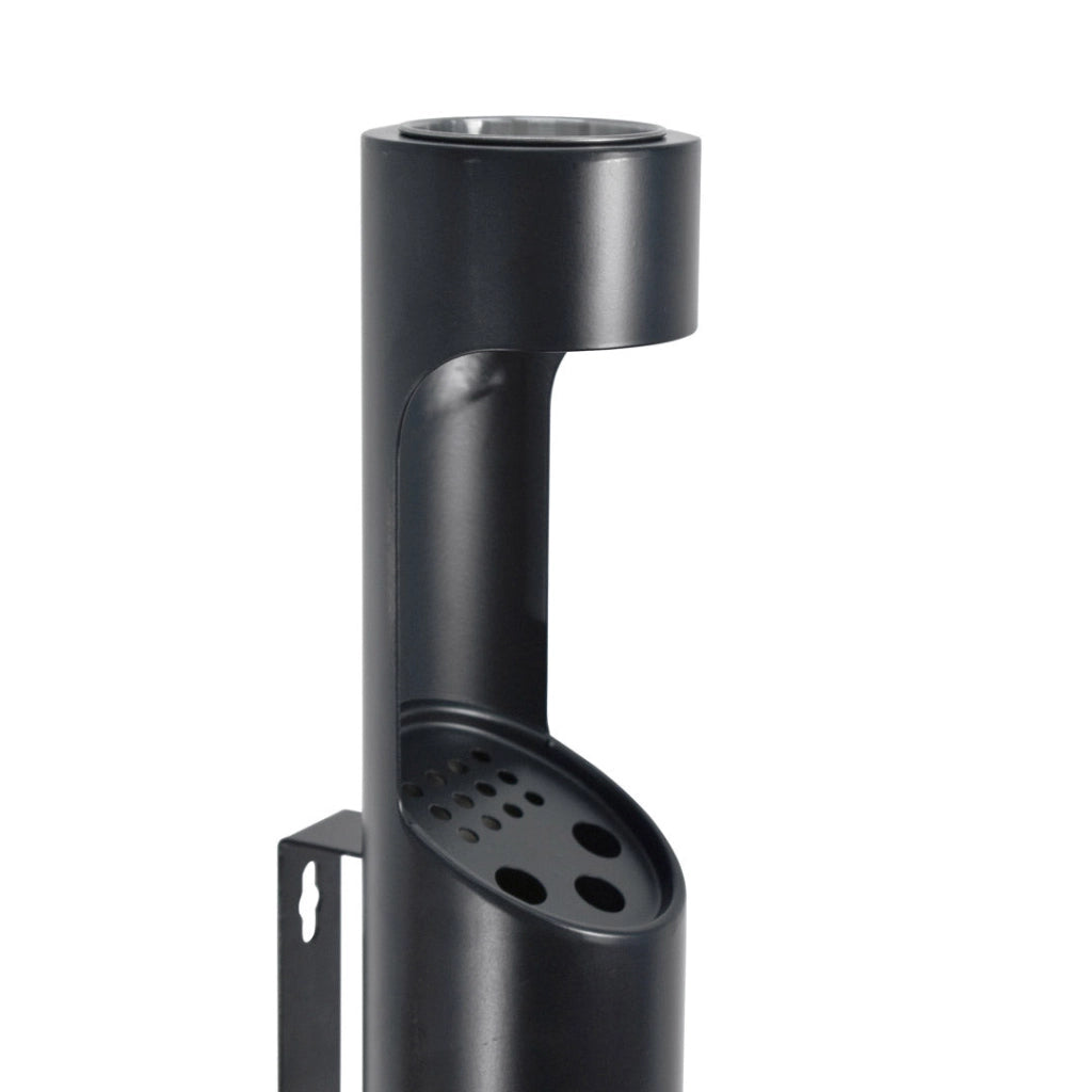 Posacenere da Parete Ø9 cm in Metallo Nero Opaco 3L per Esterno