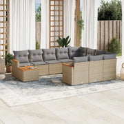 Set Divani da Giardino 11 pz con Cuscini Beige in Polyrattan 3258769