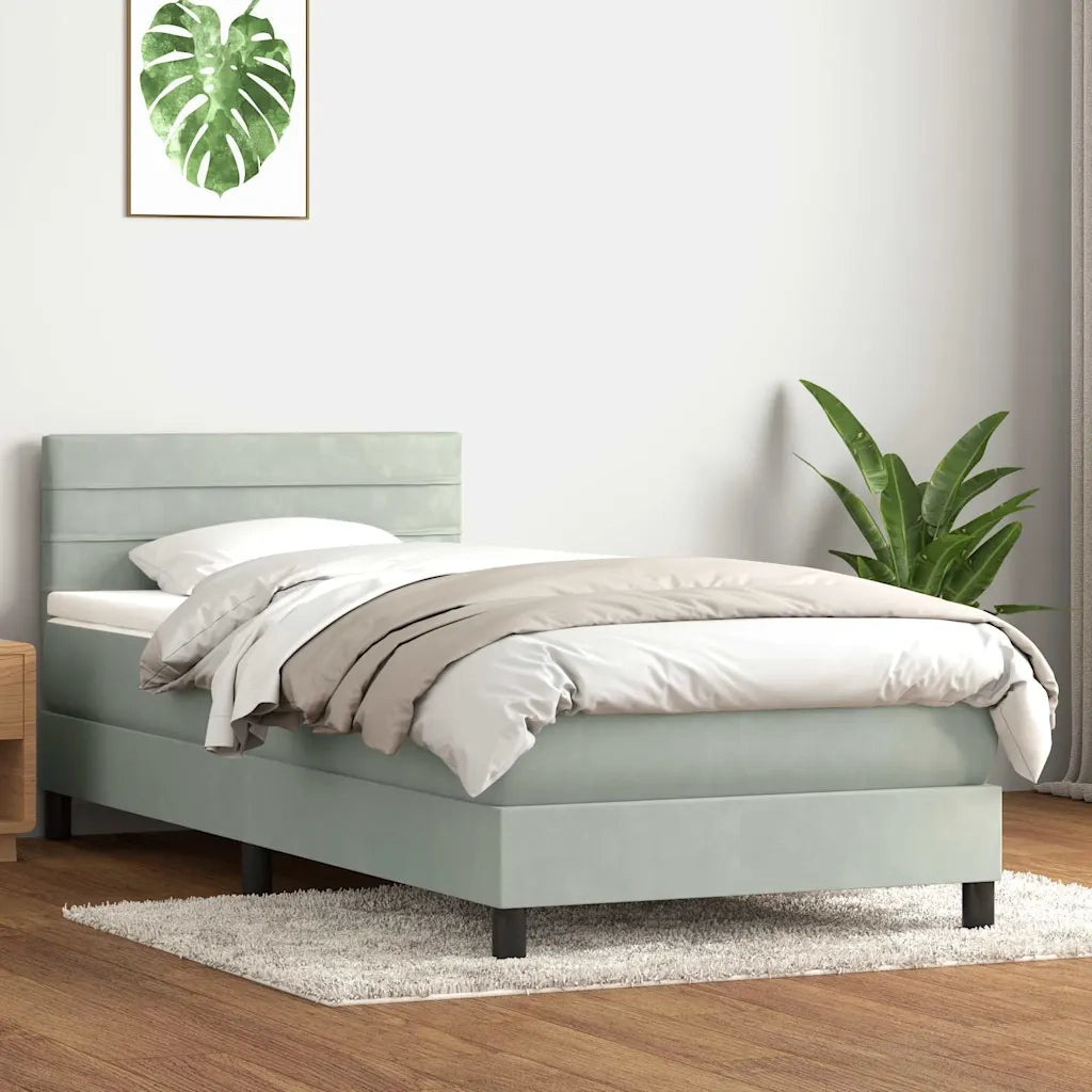 Letto a Molle con Materasso e LED Grigio Chiaro 80x210 cm Velluto 3316953