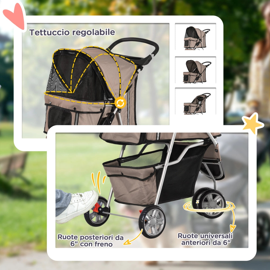 Carrozzina Pieghevole per Cani ¨C zephmum ¨C Cestino, Imbottitura Lavabile, 10 kg