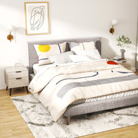 Set 2 Comodini Stile Nordico 40x40x50 cm con Cassetti in Legno Rovere