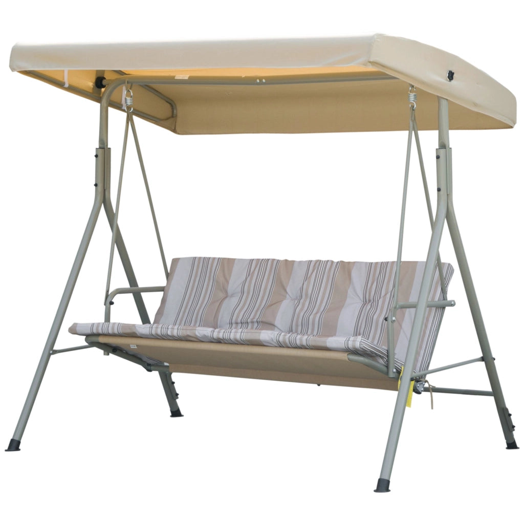 Divano da Giardino 3 Posti con Cuscini ¨C Zephmum ¨C Tessuto Grigio Scuro