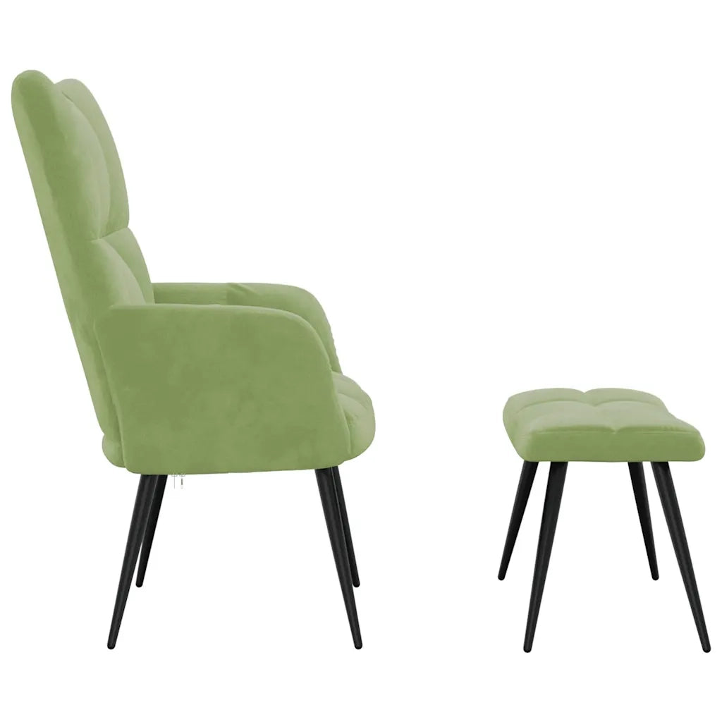 Poltrona Relax con Poggiapiedi Verde Chiaro in Velluto cod mxl 32662