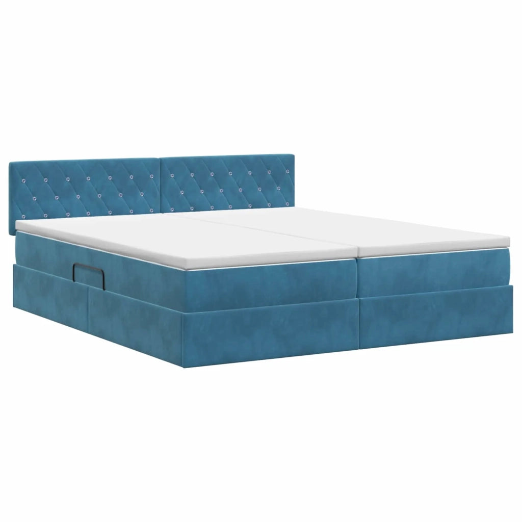Letto con Contenitore con testiera 2 pz Blu Scuro 3458941
