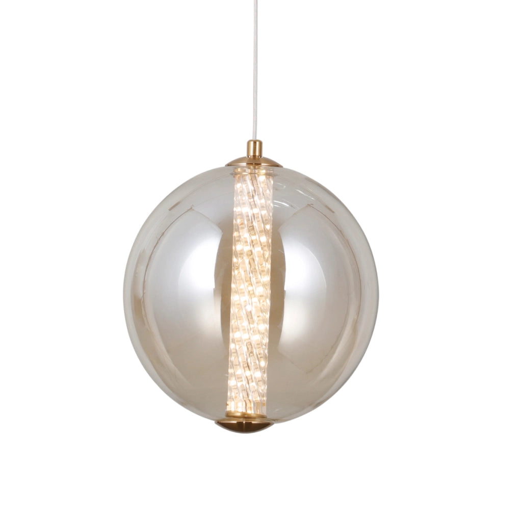 Sospensione Italux Butero sfera vetro ambra LED 9W