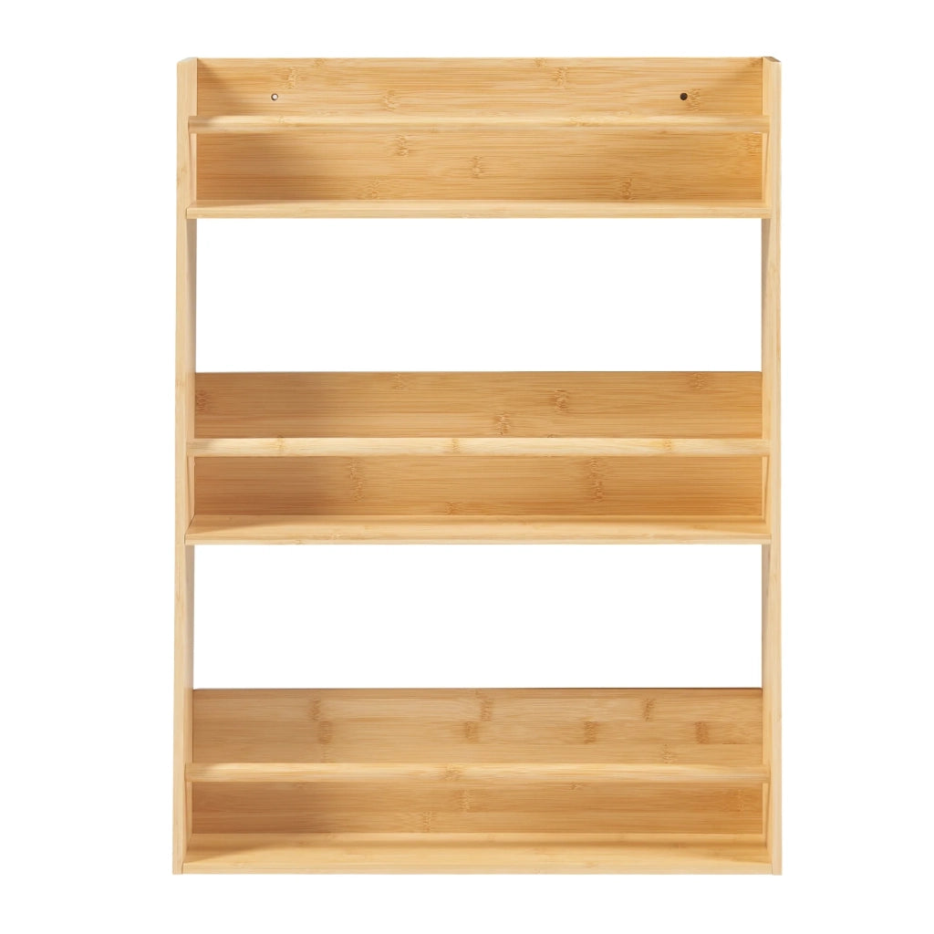 Scaffale dal design senza tempo per soggiorno o camera da letto mobiletto da parete a 3 ripiani bambù 80 x 60 x 12 cm naturale 03_0011254