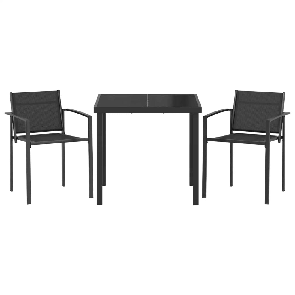 Set di Mobili da Esterno 3 pcs Nero e antracite 80 x 80 x 73 cm