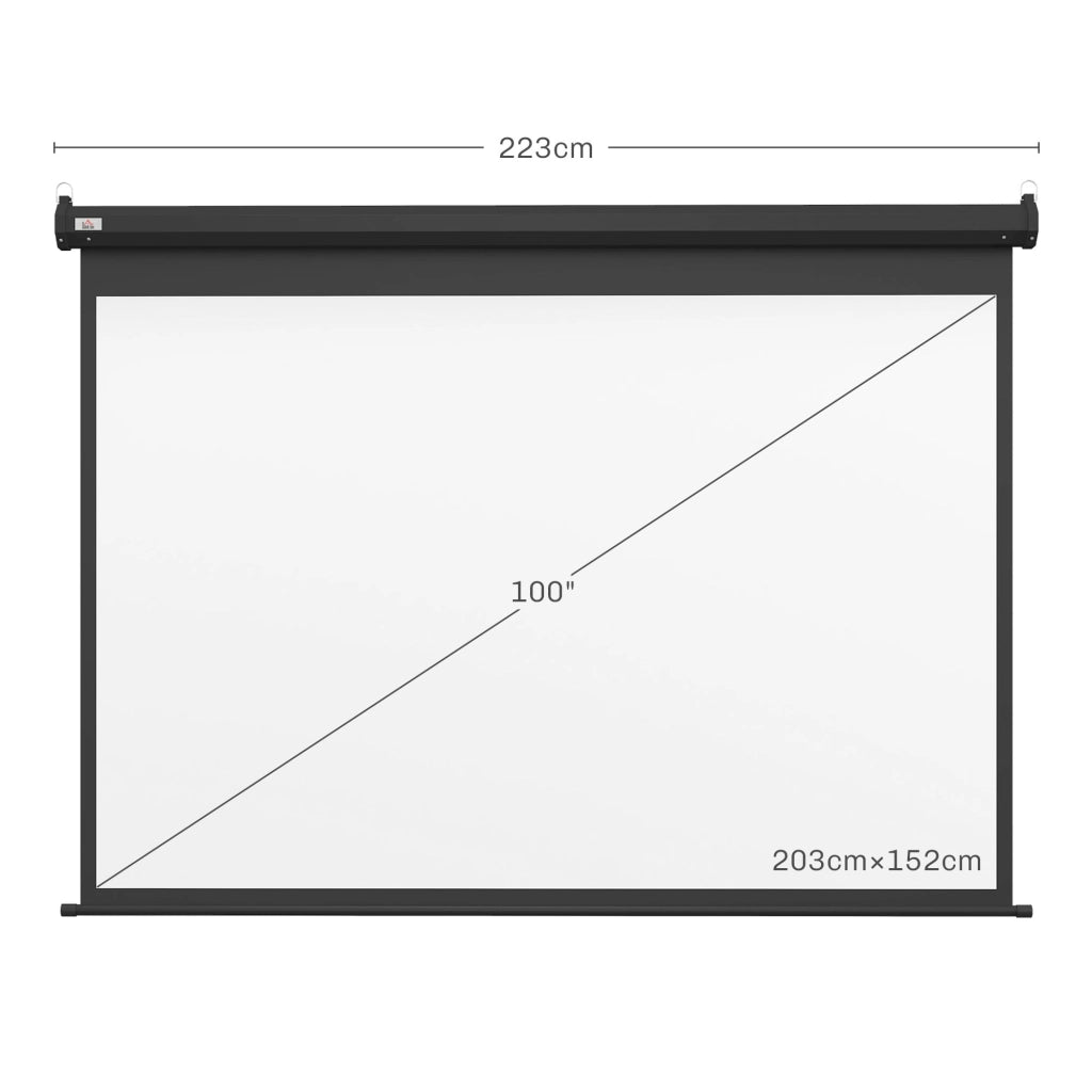 Schermo per Proiettore 100 Pollici 4:3 Telecomando ¨C zephmum ¨C 203x152 cm Nero