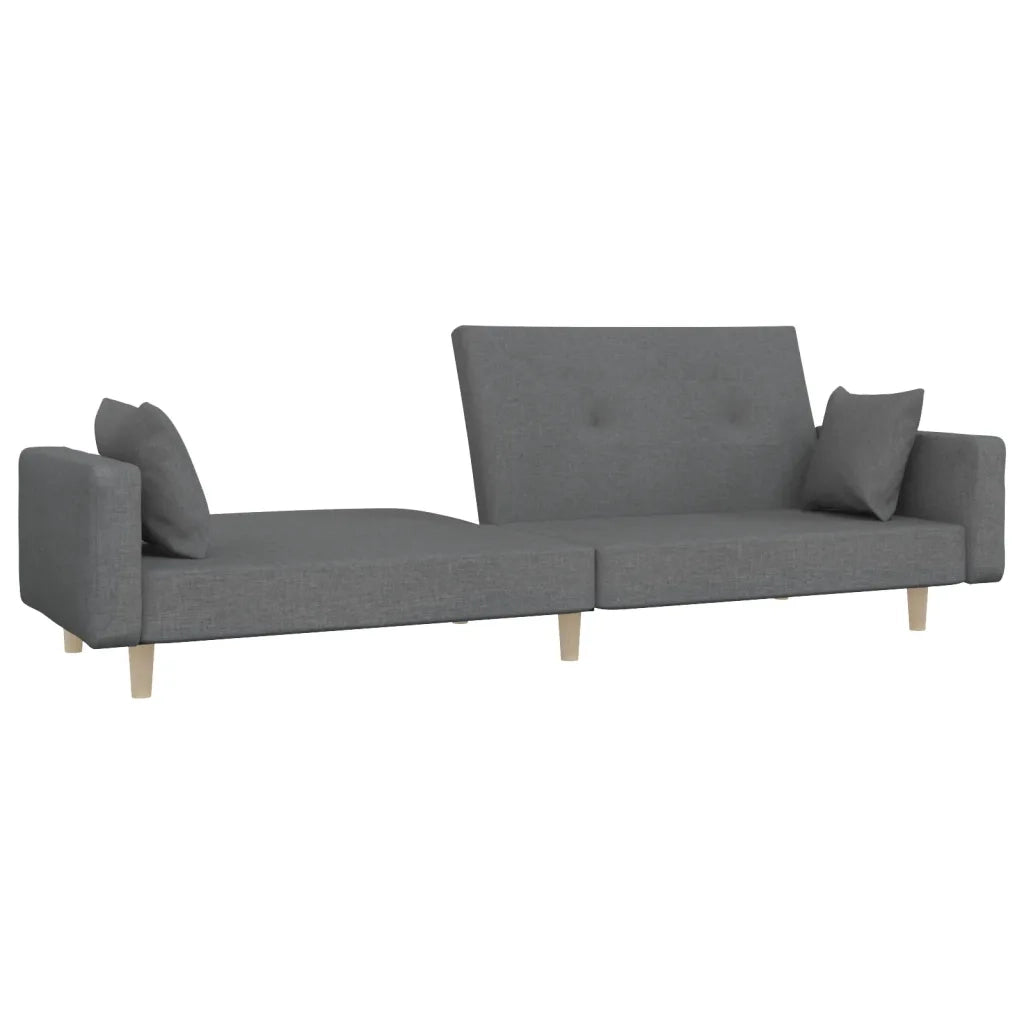 Divano Letto a 2 Posti con 2 Cuscini Grigio Chiaro in Tessuto 375741