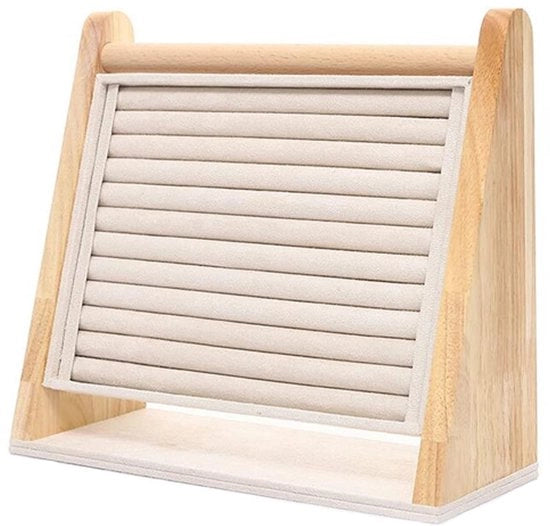 Standarizzatore verticale per gioielli in legno massello, grande organizzatore, vetrina con 10 fessure per collane, orecchini, gioielli, anelli, piccoli ornamenti (bianco)