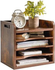 Organizzatore per Ufficio in Legno con Scatole Mobili - Stile Rurale