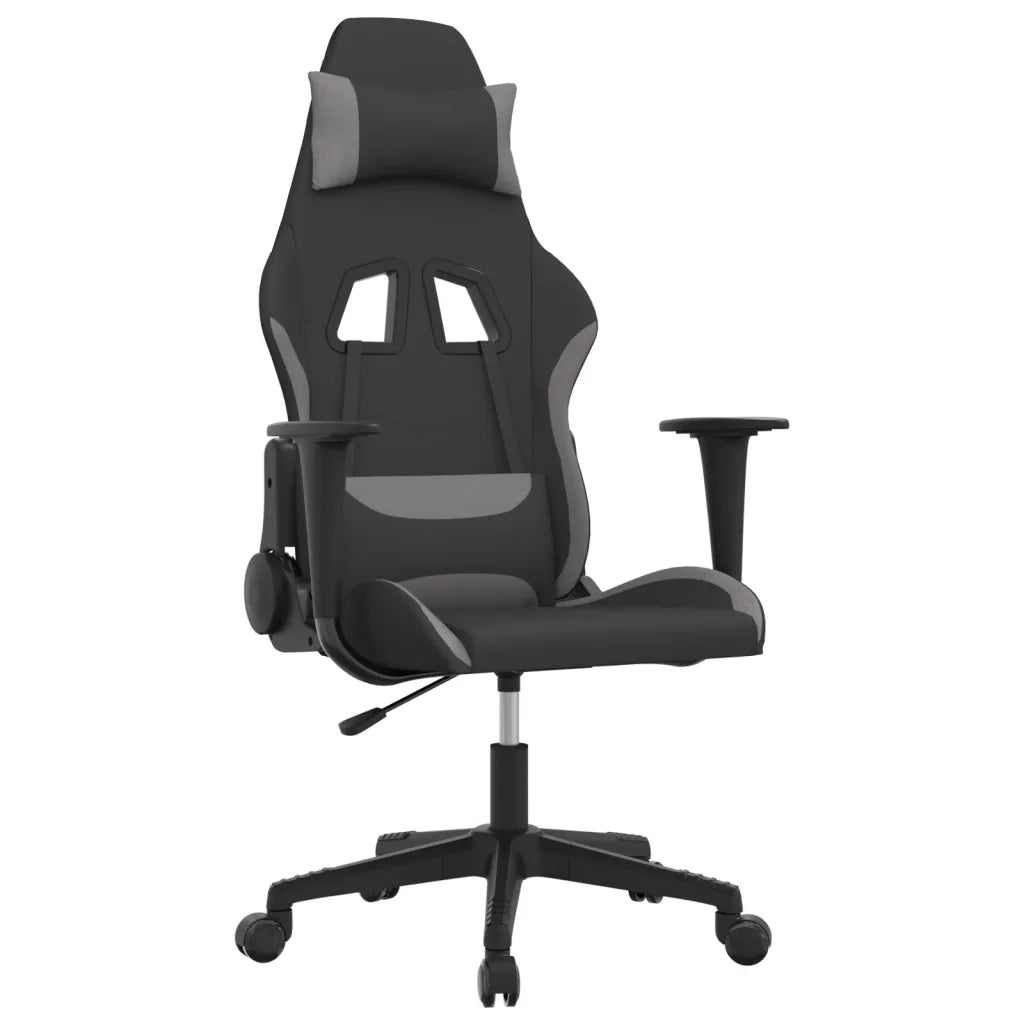 vidaXL Sedia da Gaming Nero e Grigio Chiaro in Tessuto