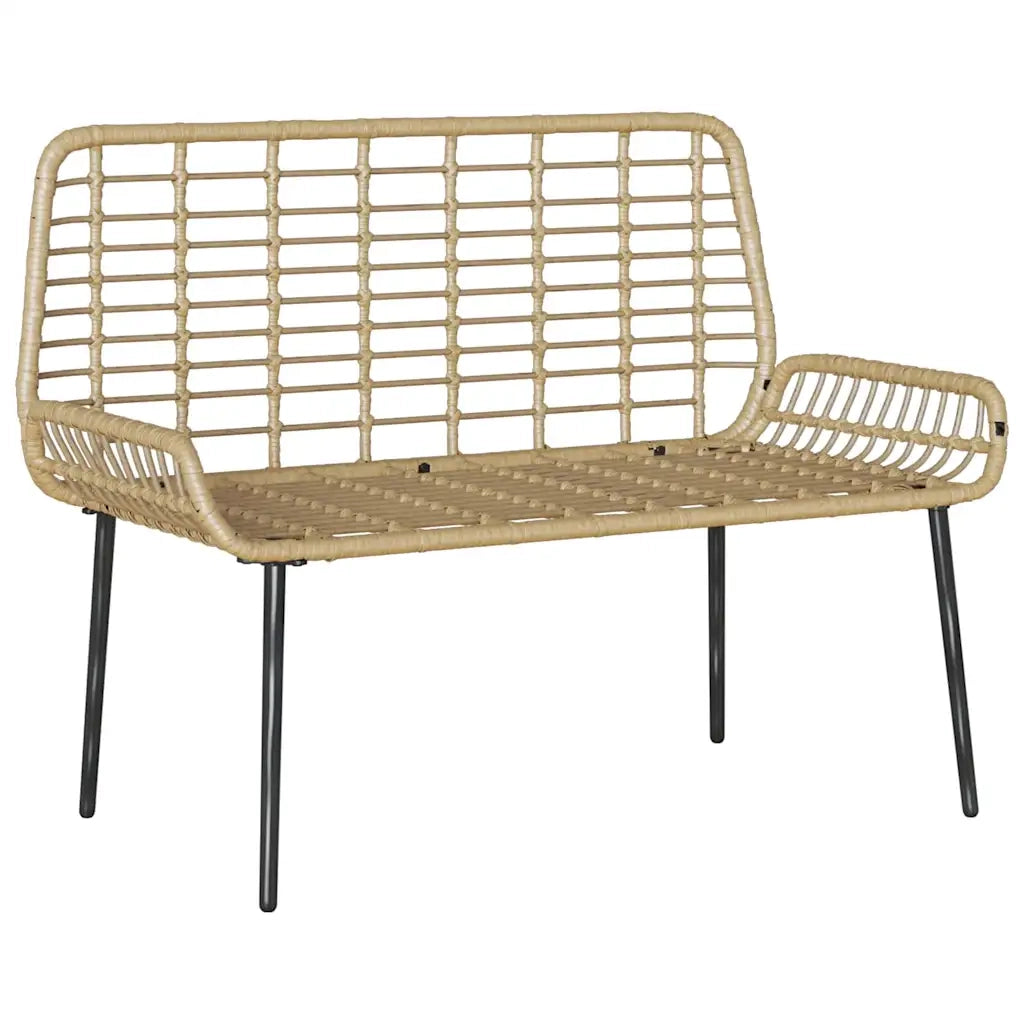 Panchina da giardino Marrone e Crema polyrattan 42010360