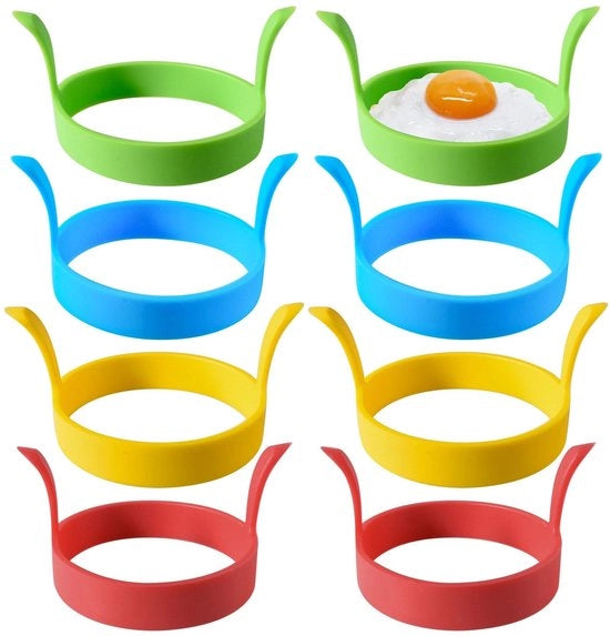 Set di 8 Forme per Biscotti in Silicone - Forme per Biscotti con Superficie Antitrasferimento - Forma per Biscotti Sferica - Forme per Uova - Manico per Friggitrice - Forme per Omelette