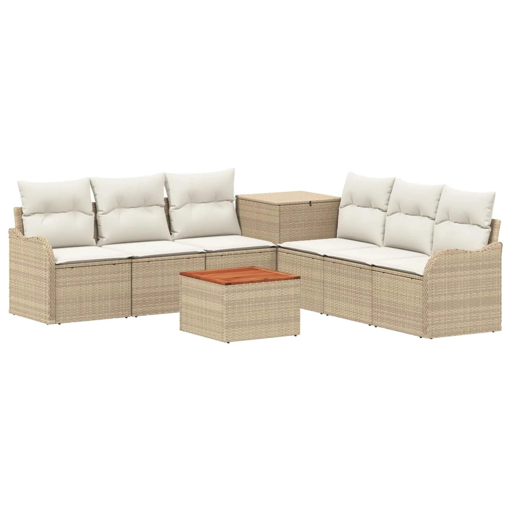 Set di divani 8 pz Beige e Bianco Crema 3448072