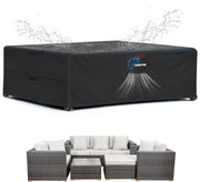 Tavolo da giardino 180x120x74cm con fori di ventilazione, impermeabile, resistente al vento, resistente ai raggi UV, robusto e resistente alle abrasioni, copertura per tavolo da giardino in tessuto 420D Oxford, protezione invernale per tavolo da giardino.