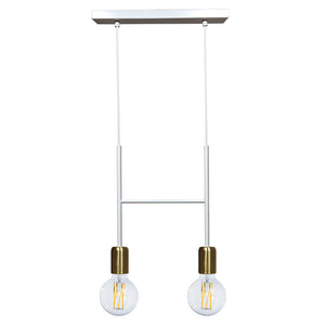 Sospensione 2xE27 Montatura Verniciata Bianco Oro Satinato E-Energy Elvira