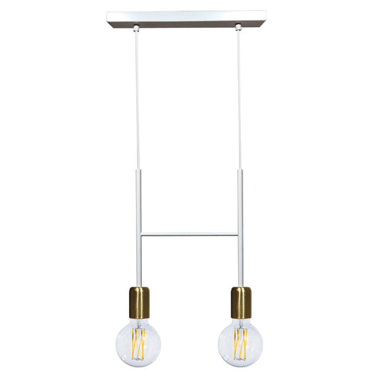 Sospensione 2xE27 Montatura Verniciata Bianco Oro Satinato E-Energy Elvira