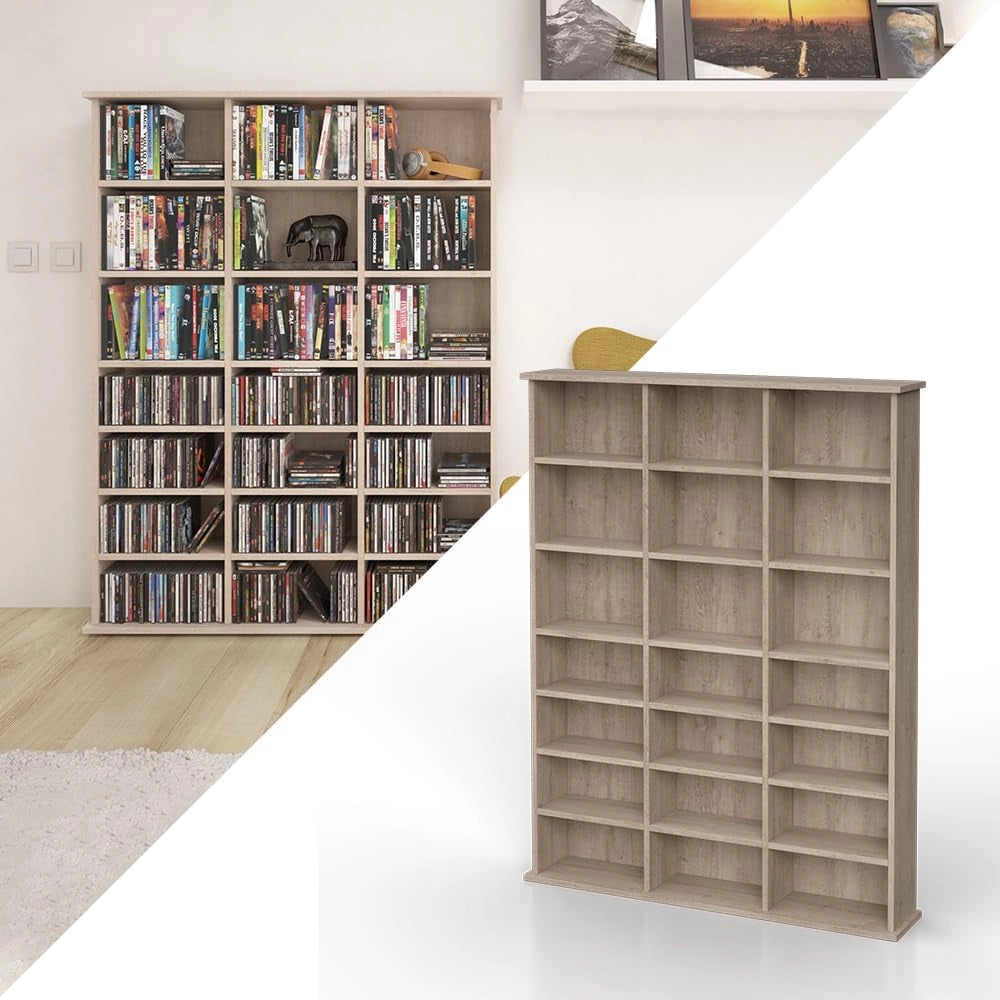 Scaffale porta cd Jukebox, Sonoma, 105.4 x 136 cm, adatto per uso da appoggio o a parete
