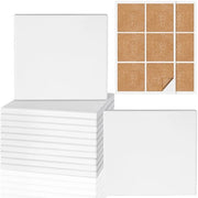 Tegole ceramiche per hobby, 12 pezzi 4 pollici sottostanti vuoti, tegole ceramiche non glazurate bianche con 12 pezzi di fondo di legno per dipingere, inchiostro alcolico, resina acrilica, DIY, mosaico, quadrato