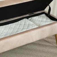 Panca Fondoletto Imbottita da 30.5L con Gambe Affusolate, in Tessuto Effetto Velluto, 102x35x43 cm, Beige