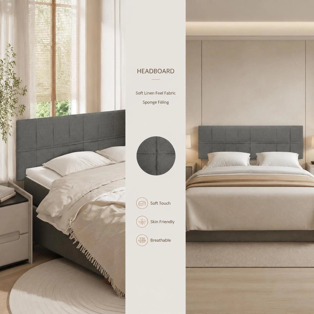 Headboards, 2 Pieces, Dark Grey, 72x5x78/88 Cm, Fabric