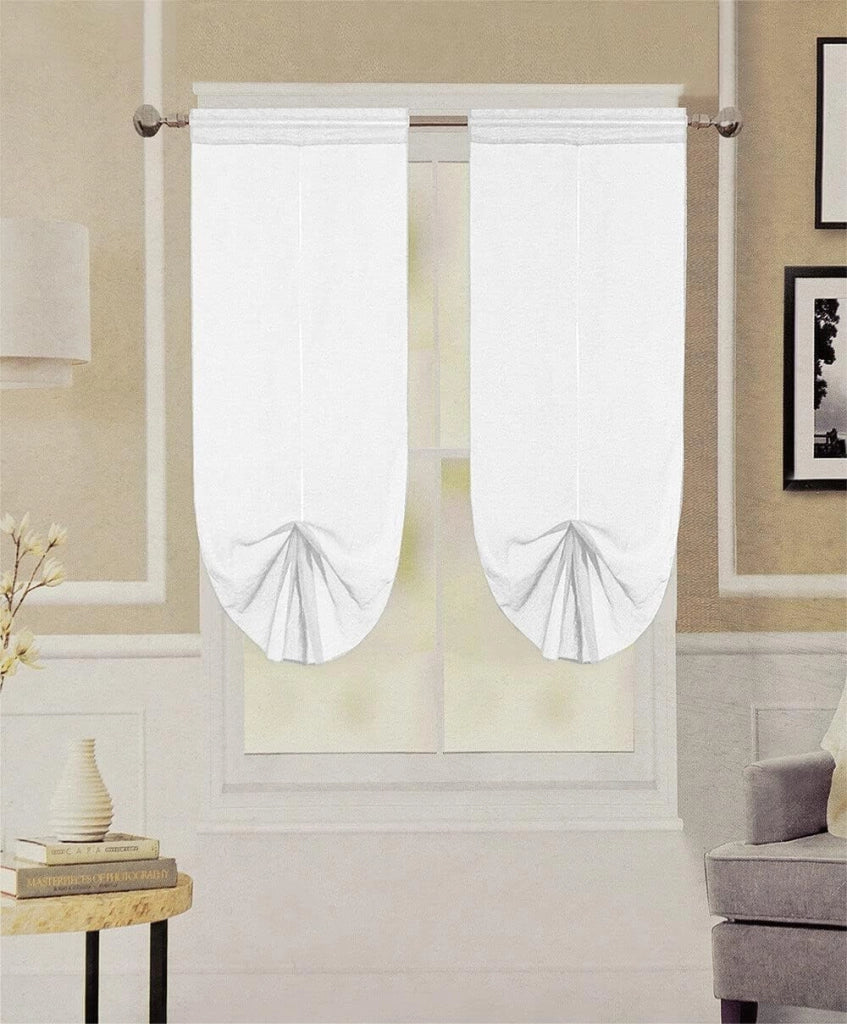 Tende Pacchetto Coppia Regolabili 60x240 cm Finestra Porta Interno Tessuto Casa Bianco