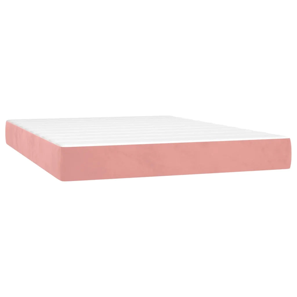Letto a Molle con Materasso e LED Rosa 140x190 cm in Velluto 3136364
