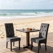 Set di 2 sedie imbottite in velluto con schienale alto, struttura in legno massello, nere