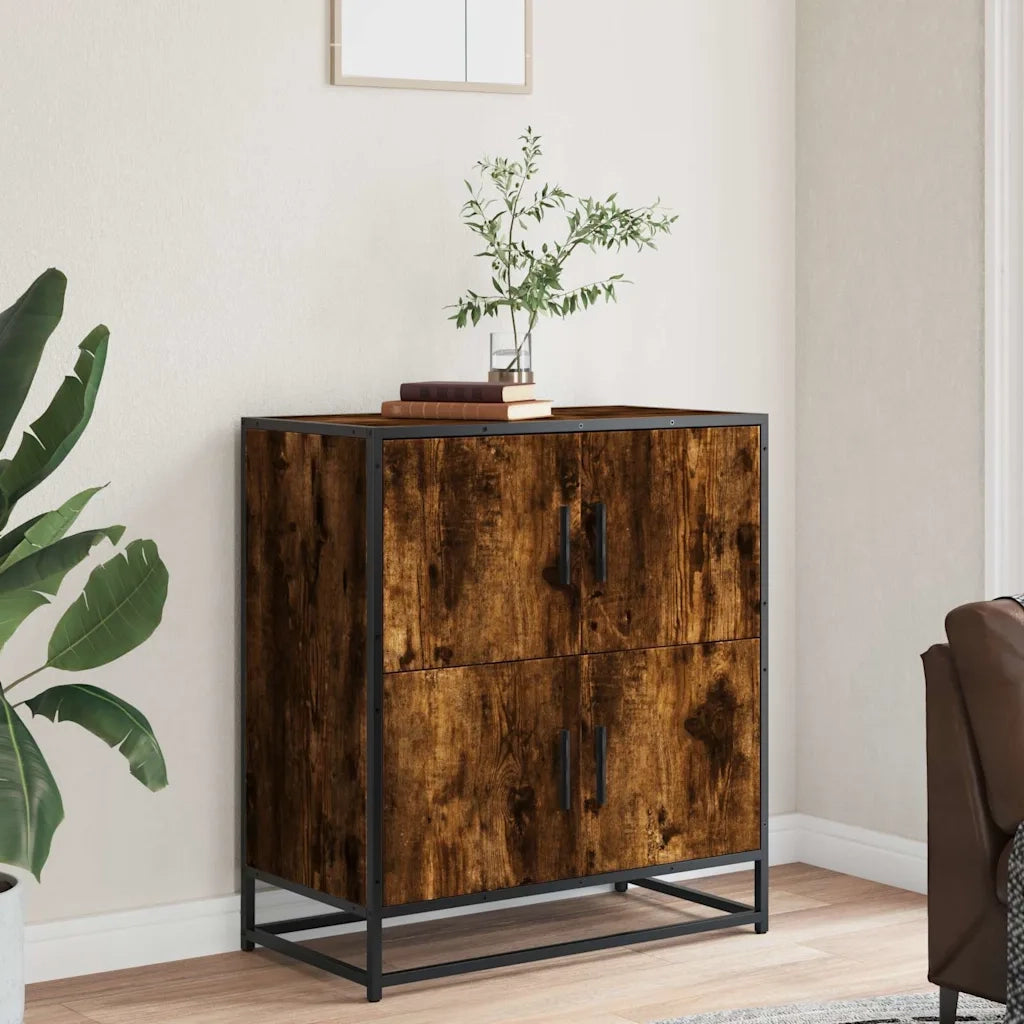 Credenza Rovere Fumo 68x35x76 cm in Legno Multistrato 848991