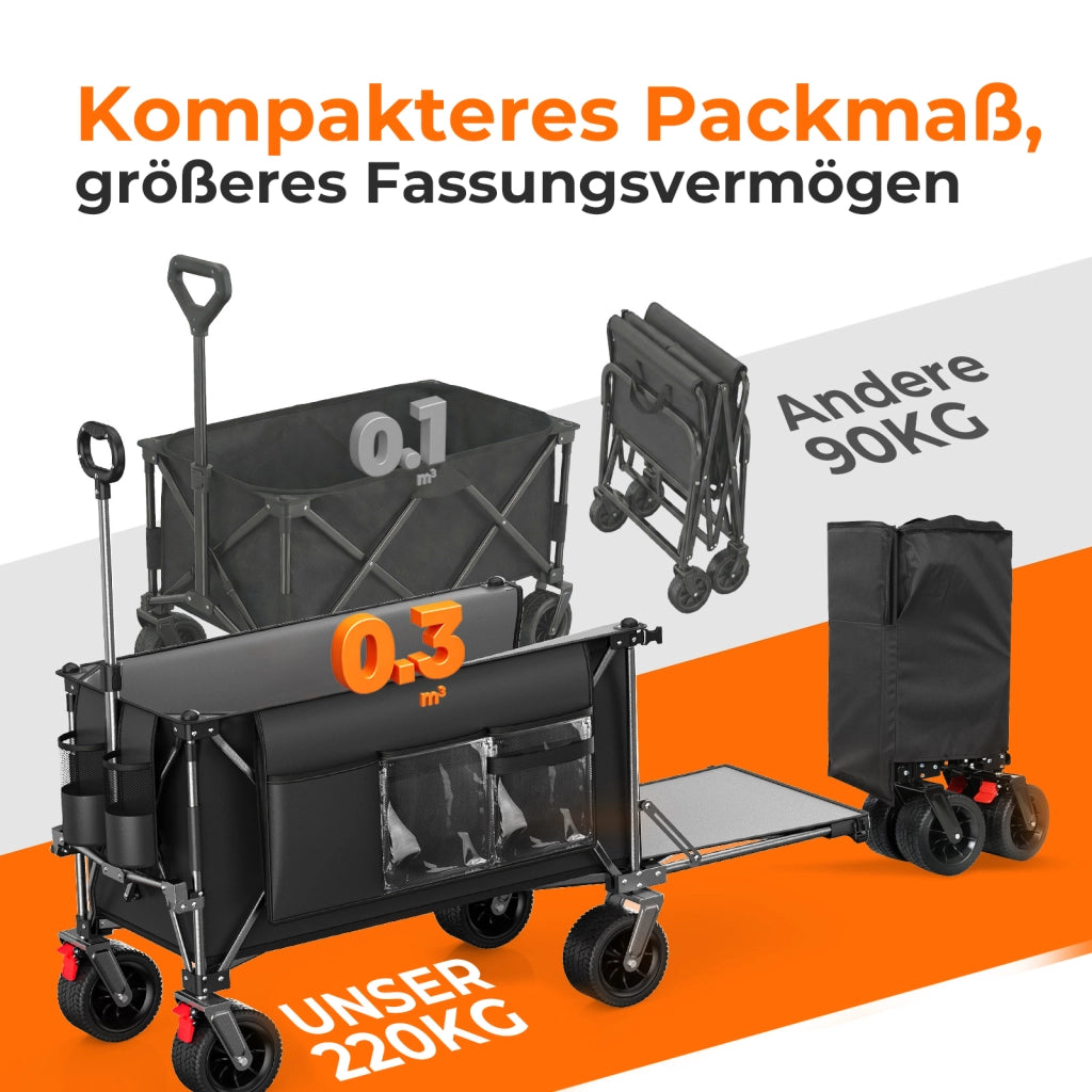 CARRELLO PIEGHEVOLE 140 cm in acciaio Nero e Grigio