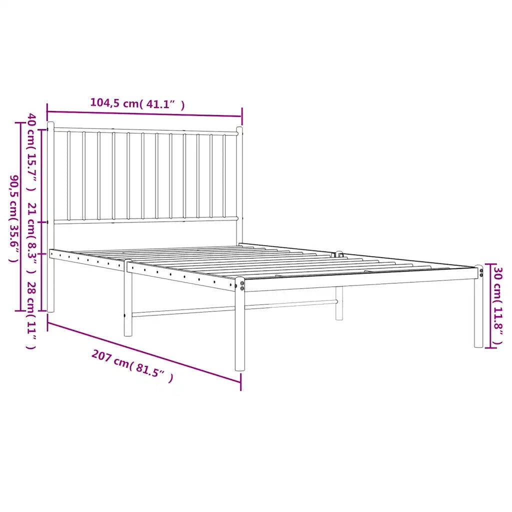 Giroletto con Testiera Metallo Nero 100x200 cm 350859