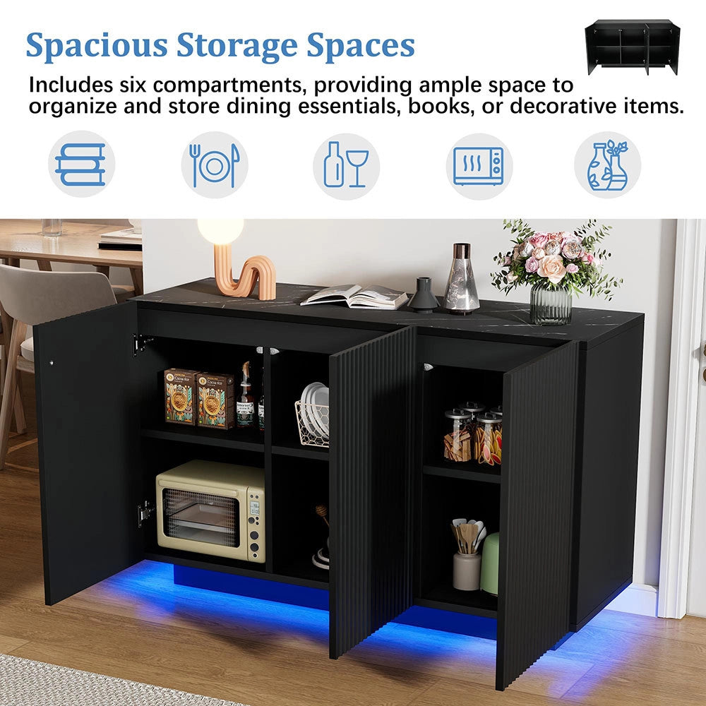 Buffet LED - Xylo - 120cm marmo nero Bluetooth