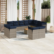 Set Divani da Giardino 13 pz con Cuscini Grigio in Polyrattan 3256285