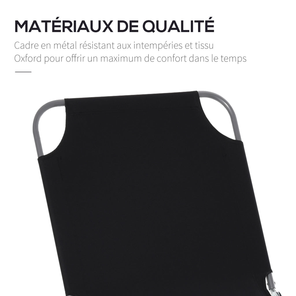 Sdraio Pieghevole Regolabile Poltrona Esterno Polyester Nero ¨C zephmum ¨C Metallico