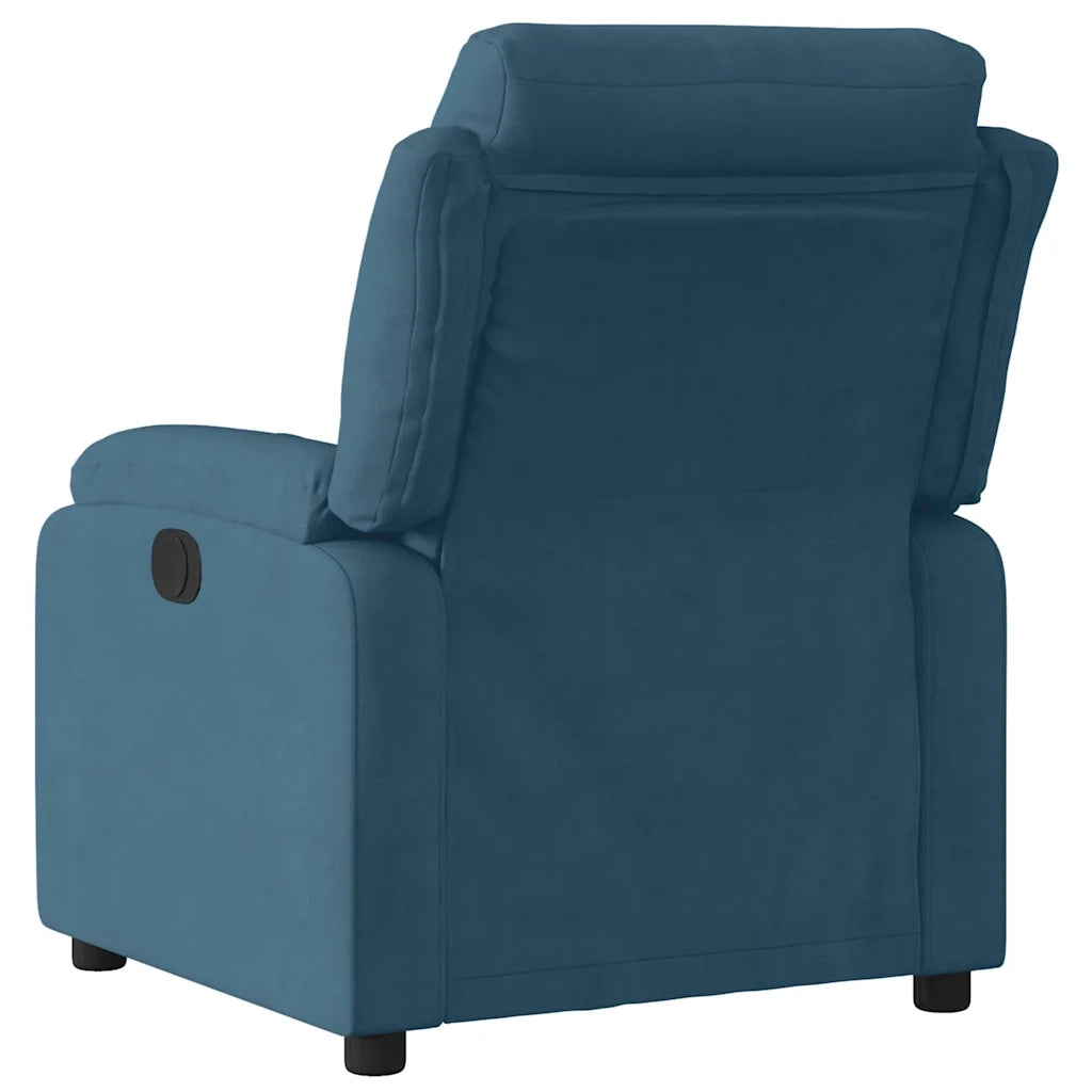 Poltrona | Sedia Relax Reclinabile Blu in Velluto