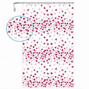 Trade Shop - Tenda Doccia Vasca Bagno 12 Ganci Impermeabile Cuori Rossi Rosa 180x200 Cm 87561 -