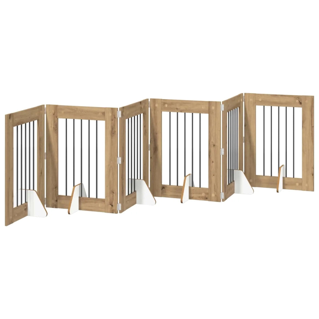 Cancello per cani con supporti 6 pcs Rovere Artigianale 892108