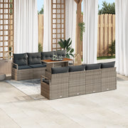 Set di divani da giardino 9 pezzi con cuscini rattan grigio