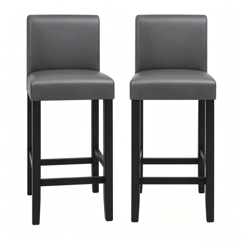 Set 2 sgabelli da bar con schienale 41 x 37,5 x 110 cm nero e grigio