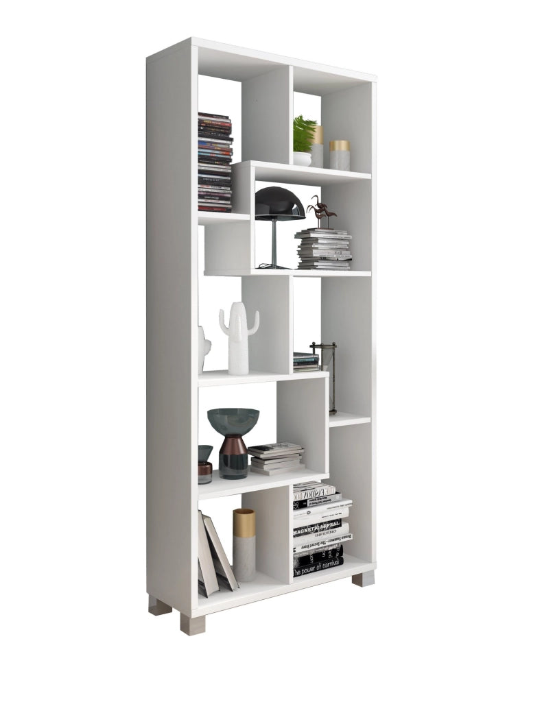 Biblioteca Veniano, Libreria 8 Ripiani, 68x25x161h cm Bianco