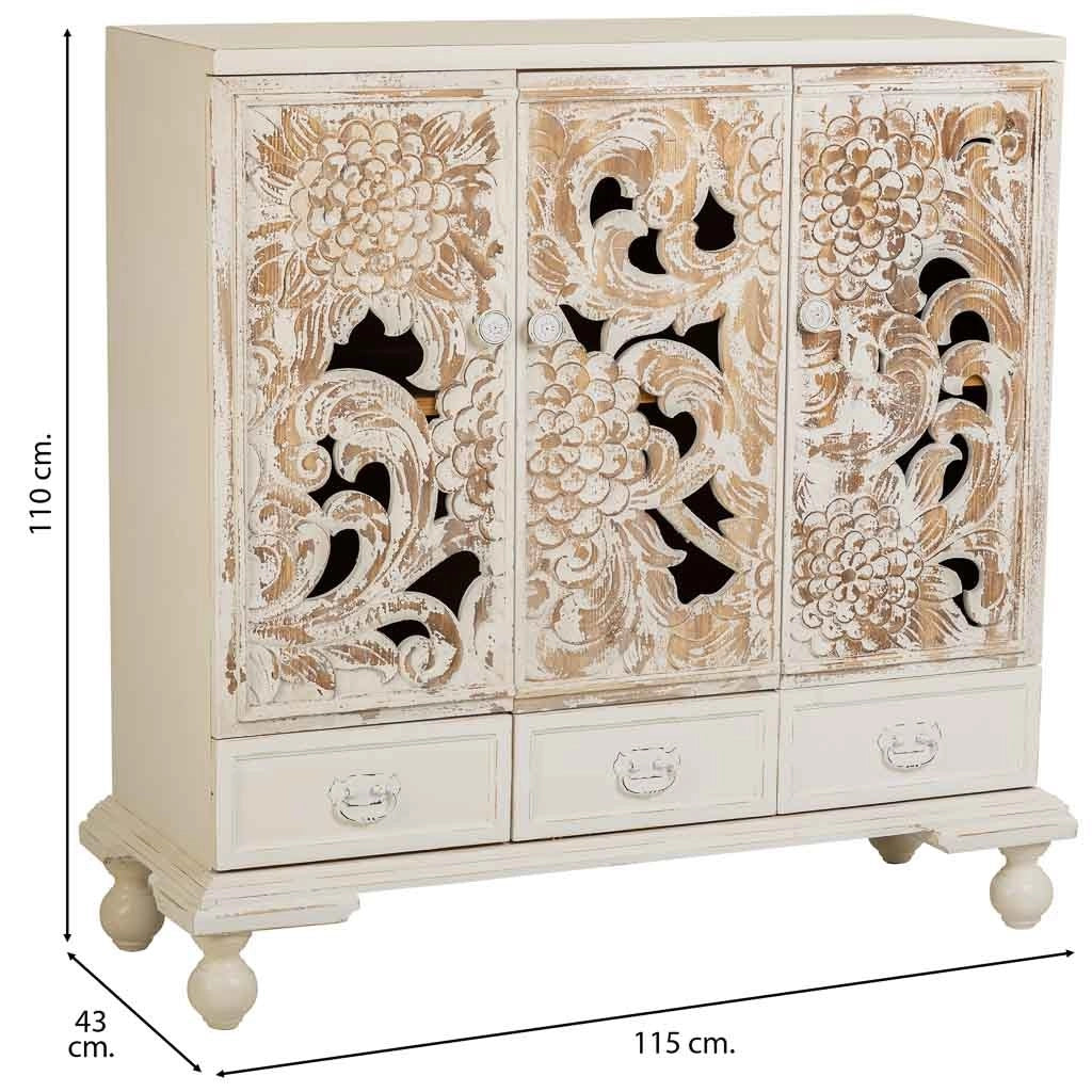 Credenza in legno bianco 115x43x110h