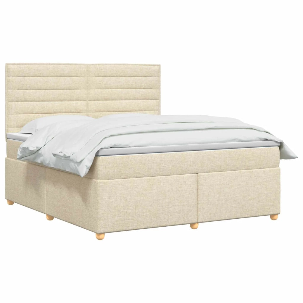 Letto box spring con materasso Crema 180 x 200 cm Tessuto 3455404