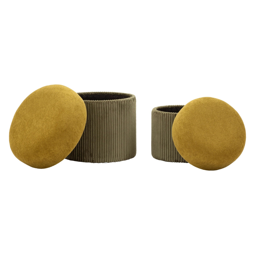 Outjo, Pouf Contenitore set da 2, 42x42x44h cm Marrone Terracotta