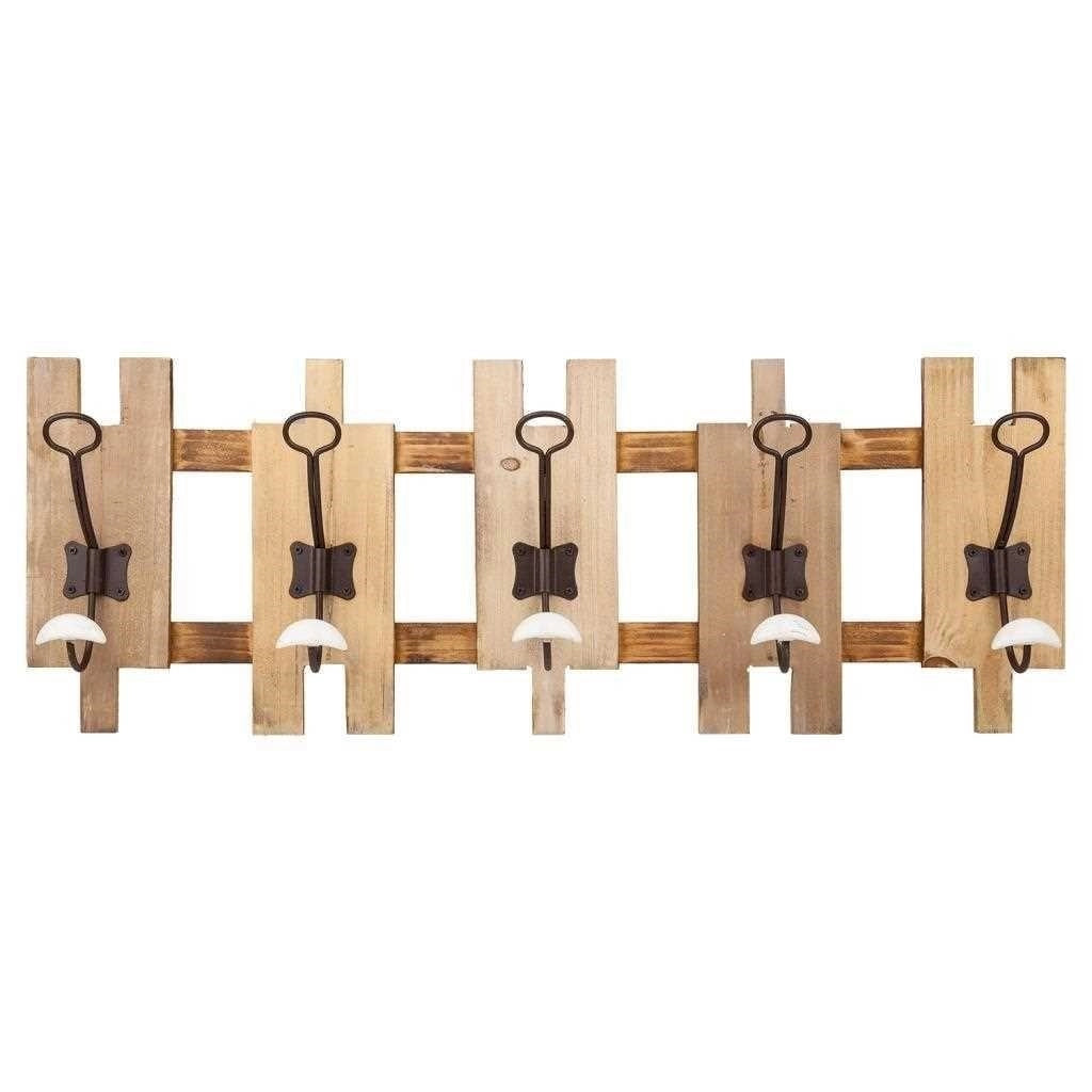 Portabito in legno con 5 ganci 70x10x25h
