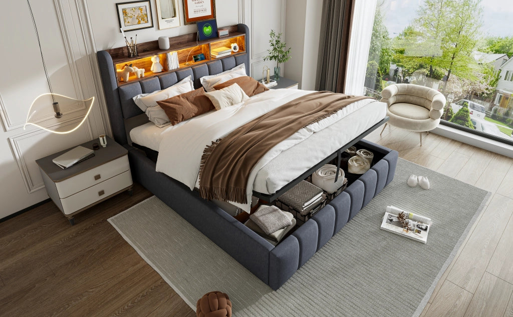 letto imbottito lino grigio 180 x 200 cm