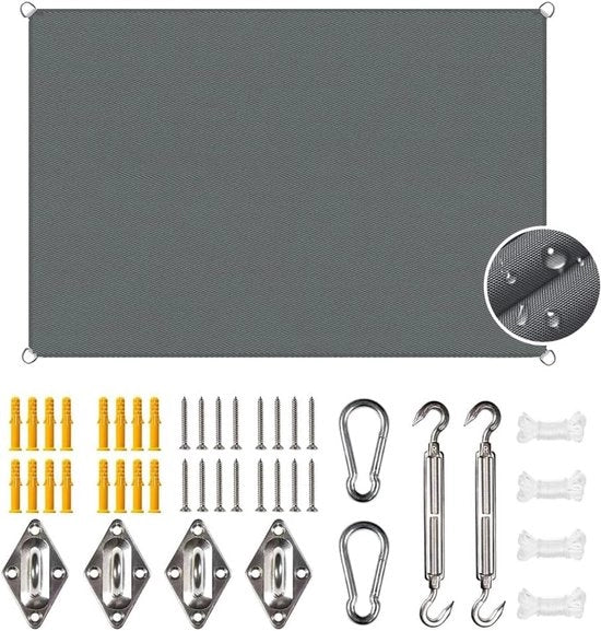 Zonnetenda rettangolare 3 x 4 m - Impermeabile - Balcone - Con set di fissaggio