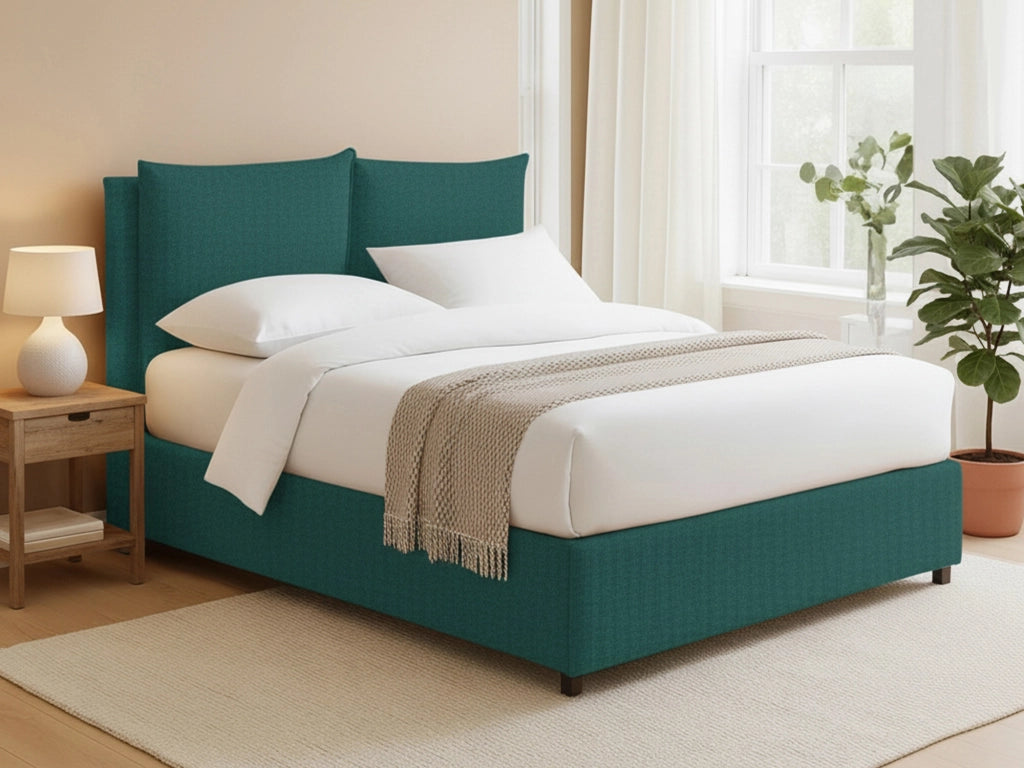 Formby, Letto Matrimoniale Sfoderabile Made in Italy, Verde Petrolio