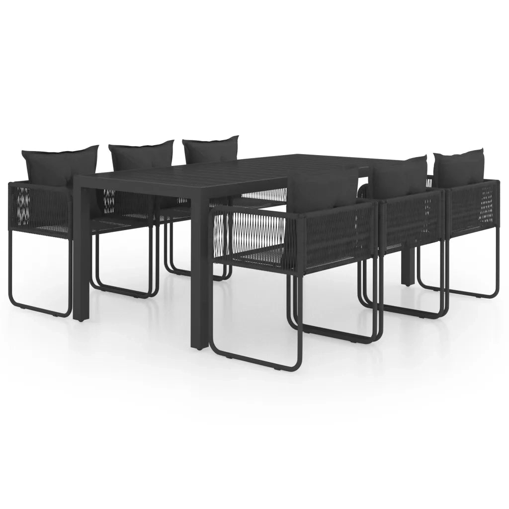 Set da Pranzo da Giardino 7 pz in Rattan PVC Nero 3060104