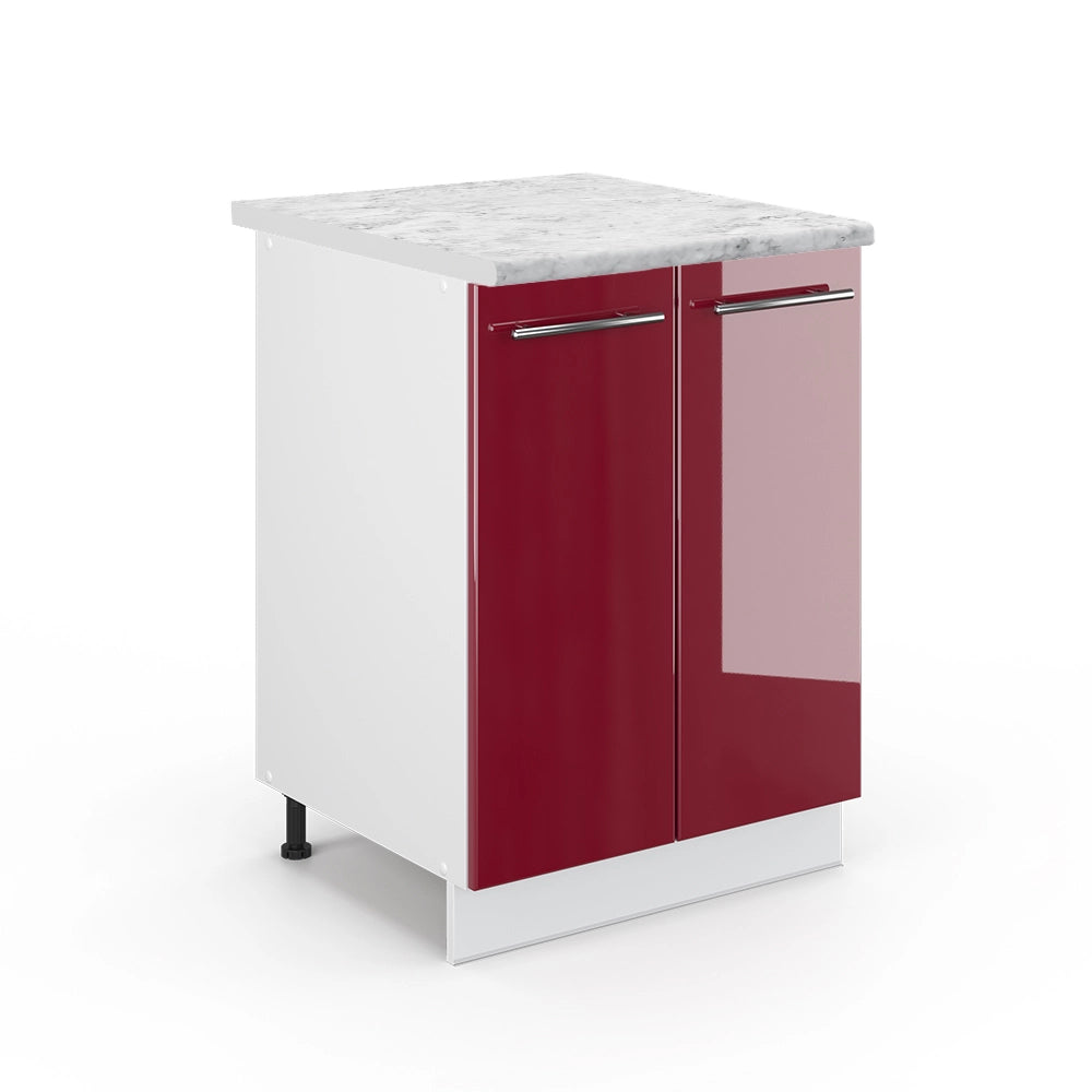 Mobiletto base cucina Fame-Line Bordeaux lucido/Bianco 60 cm, PL Marmo Vicco